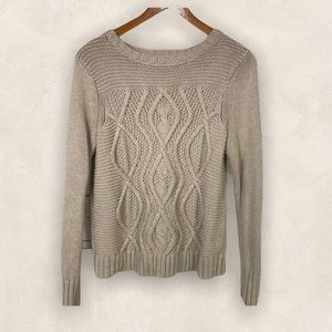 COPY - Lands' End Tan Beige Cable Knit Sweater Crew Neck